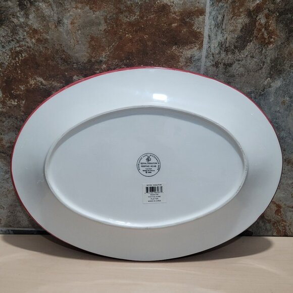 Royal Doulton Festive Home Red Green Oval Serving Platter 2004 - Picture 2 of 11